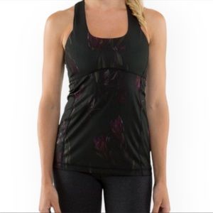LULULEMON | Scoop Neck Tank Top in Midnight Iris Black Floral Women’s Size 12